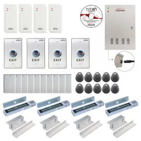 Visionis FPC-6552 Four Doors Access Control TCP / IP Wiegand For In Swing Door Electric 600lbs Mag Lock Controller Box   Indoor / Outdoor Card Reader   Software Included   20,000 Users