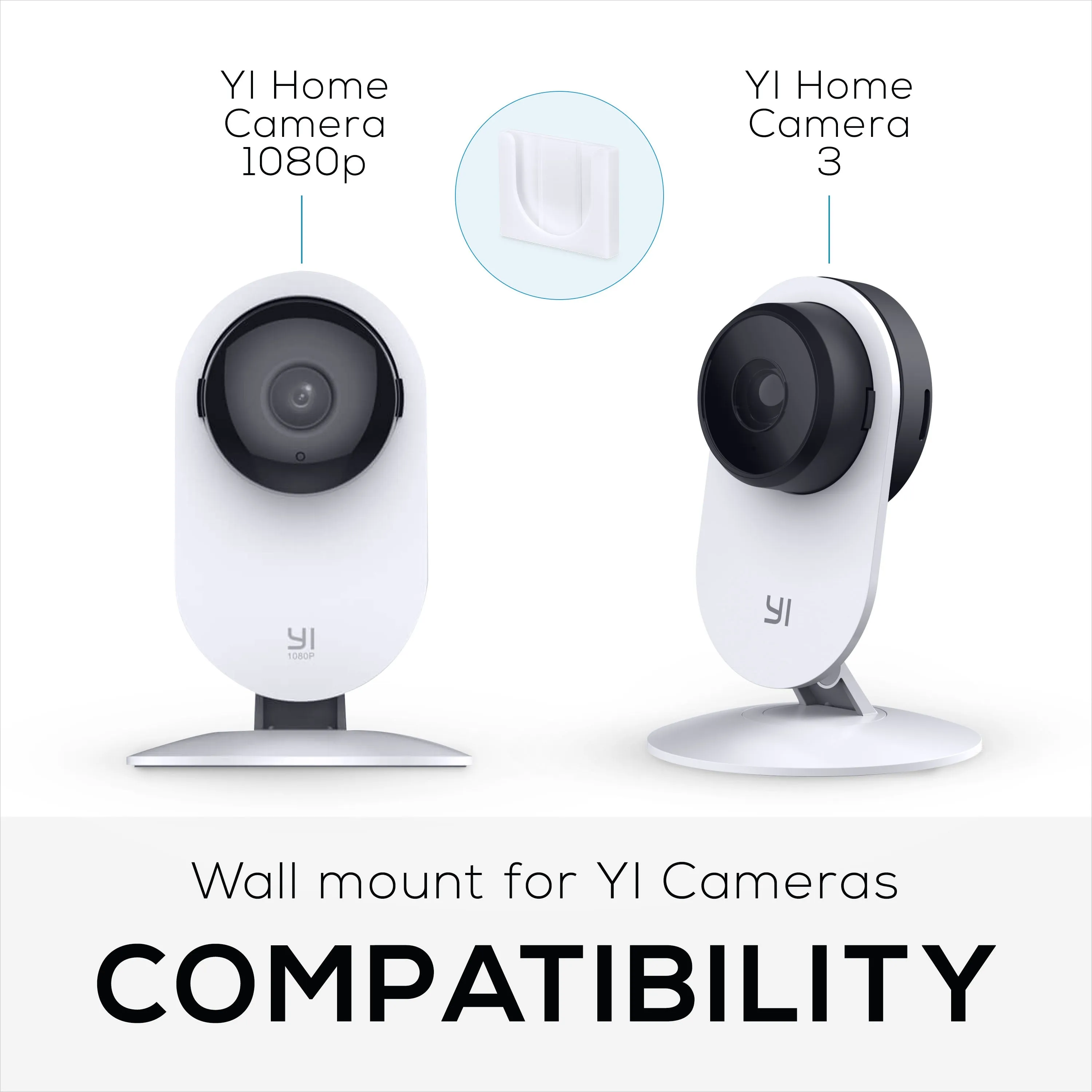 Wall Mount For YI Home (3 Pack) Security Camera - Adhesive Holder, No Hassle Bracket, Strong 3M VHB Tape, No Screws, No Mess Install (White)