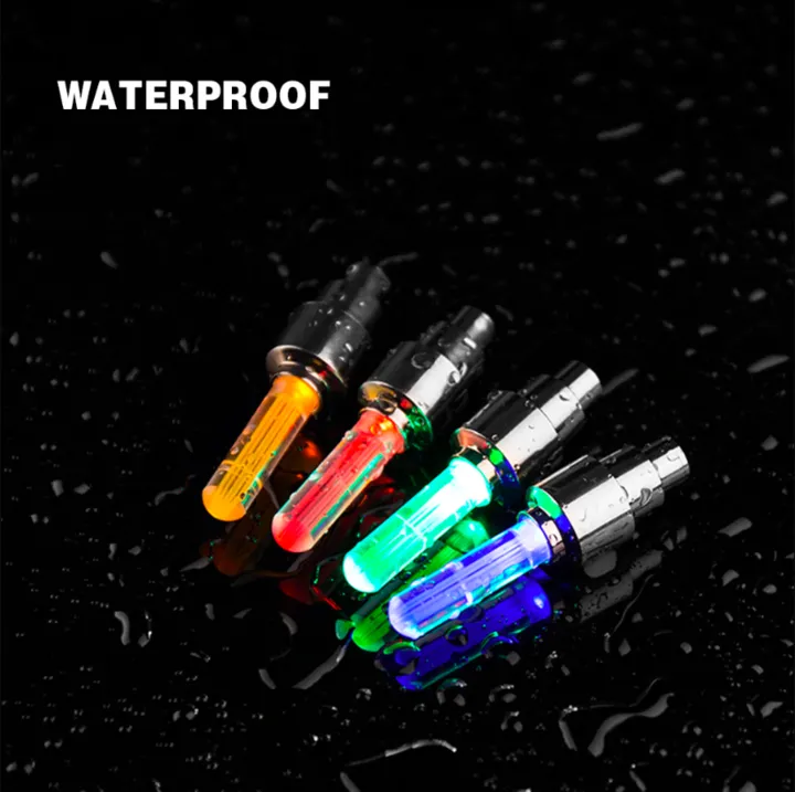 Waterproof LED Wheel Lights - Bicycle Wheel Lights Bike Wheel Light Cap Led Tire Valve Cap With Battery Mountain Road