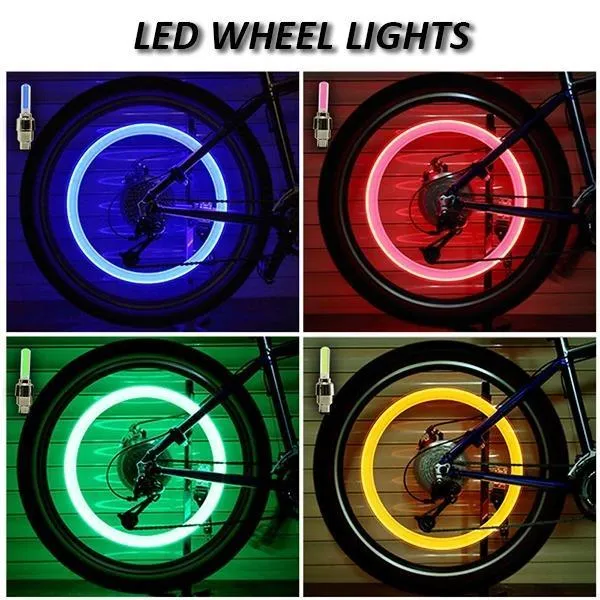 Waterproof LED Wheel Lights - Bicycle Wheel Lights Bike Wheel Light Cap Led Tire Valve Cap With Battery Mountain Road