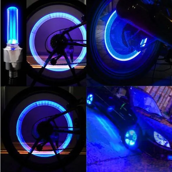 Waterproof LED Wheel Lights - Bicycle Wheel Lights Bike Wheel Light Cap Led Tire Valve Cap With Battery Mountain Road