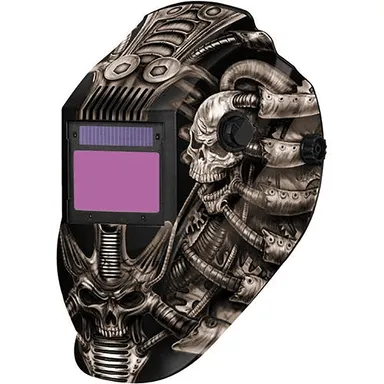 WELDING HELMET - GRAY - METAL MAN PROFESSIONAL AUTO DARKENING TECHNO SKULL
