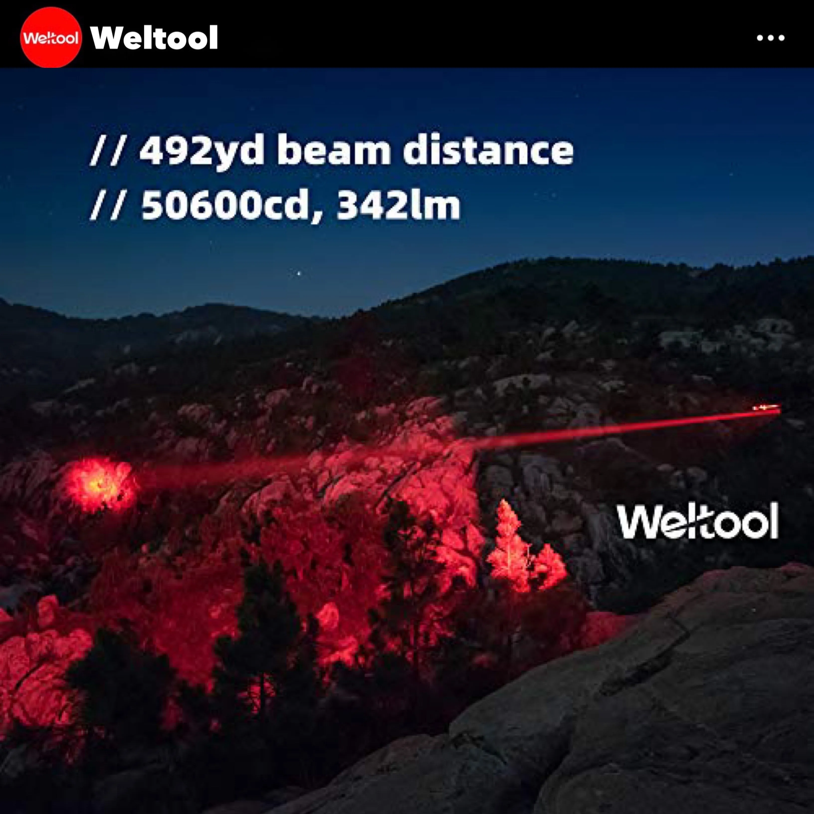 Weltool T10-HR Red Light 342 Lumens  450M Searchlight