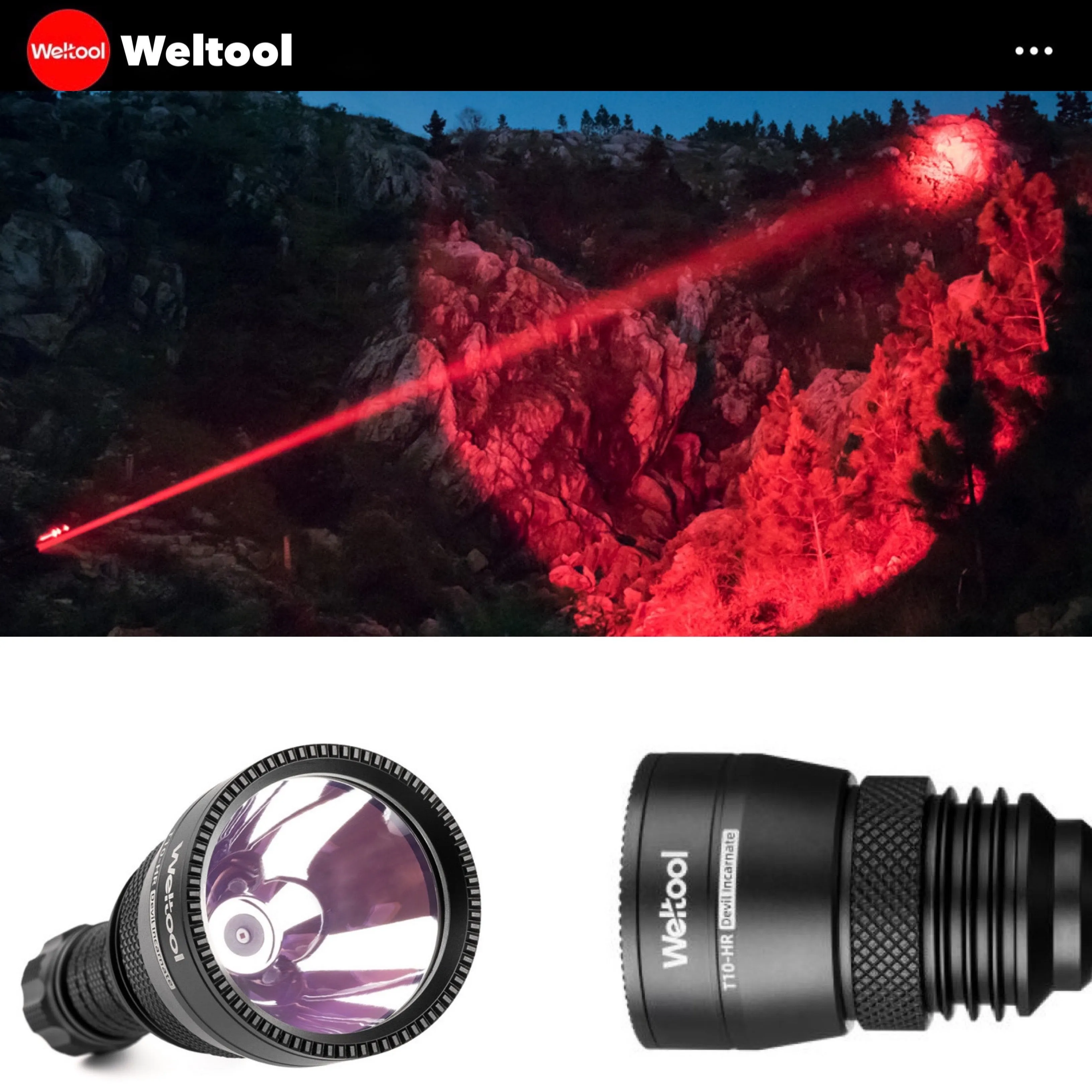 Weltool T10-HR Red Light 342 Lumens  450M Searchlight