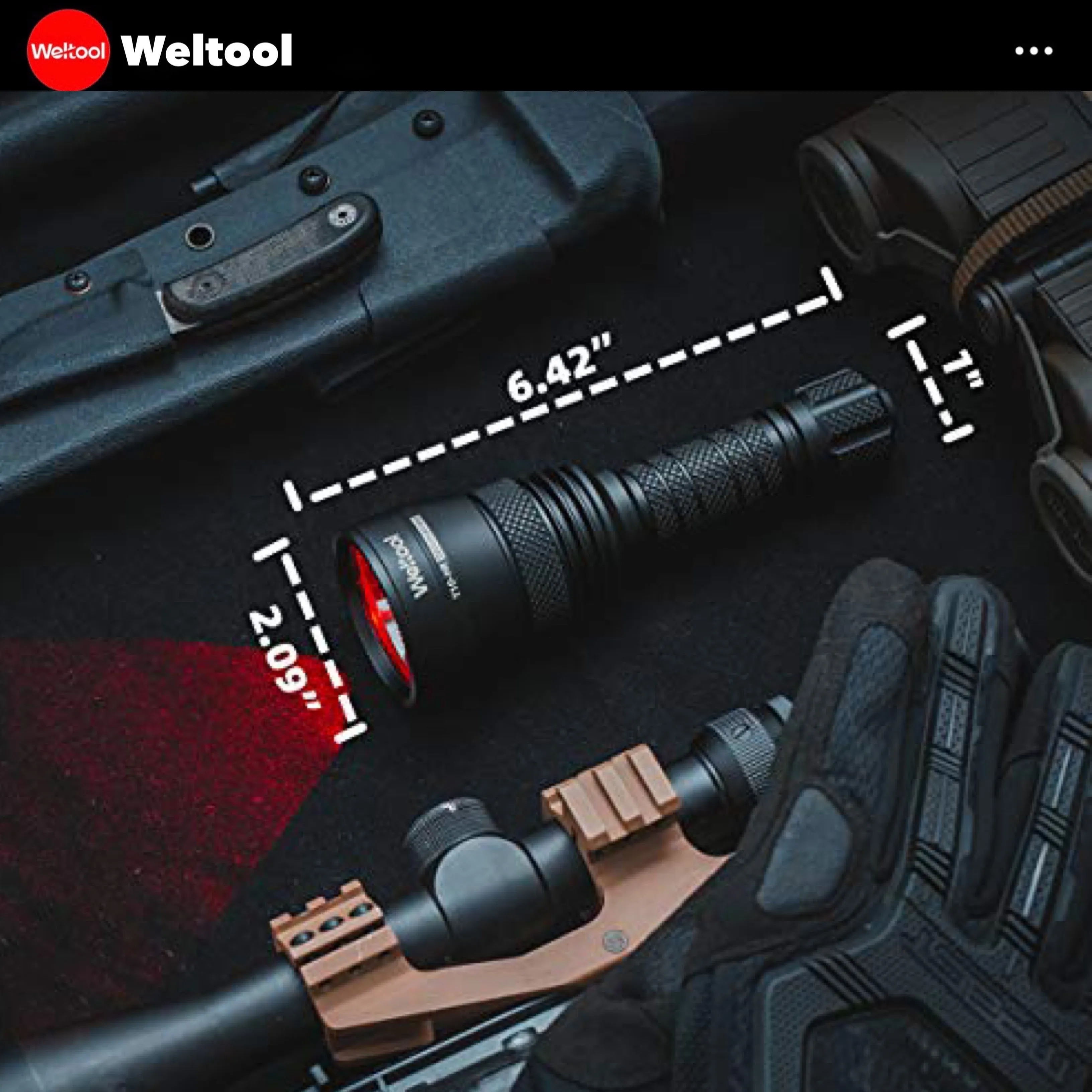 Weltool T10-HR Red Light 342 Lumens  450M Searchlight