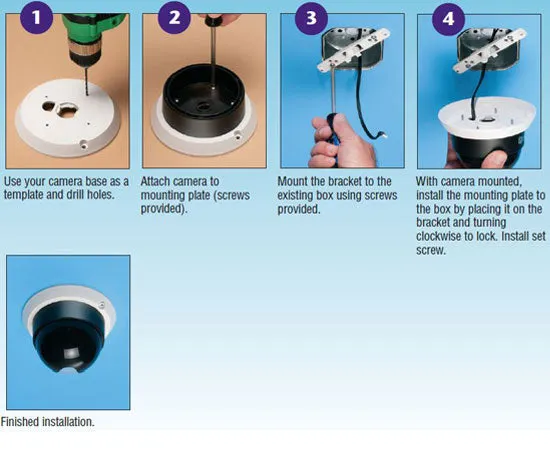 White Non-Metallic CAM-KIT Security Camera Mount Kit