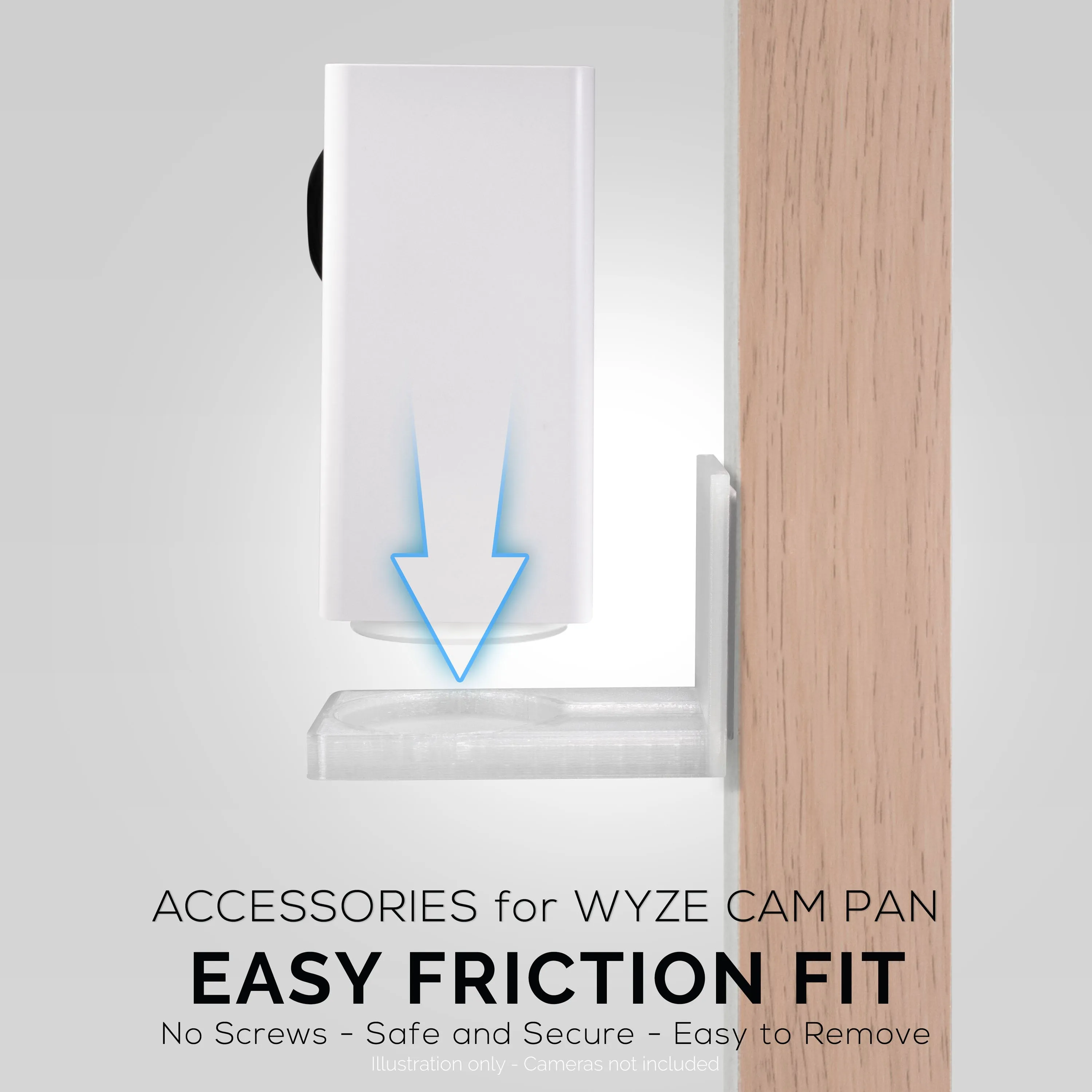 Easy-to-Install Adhesive Wall Mount for Wyze Cam Pan - Compatible with V1 & V2, Mess-Free Installation
