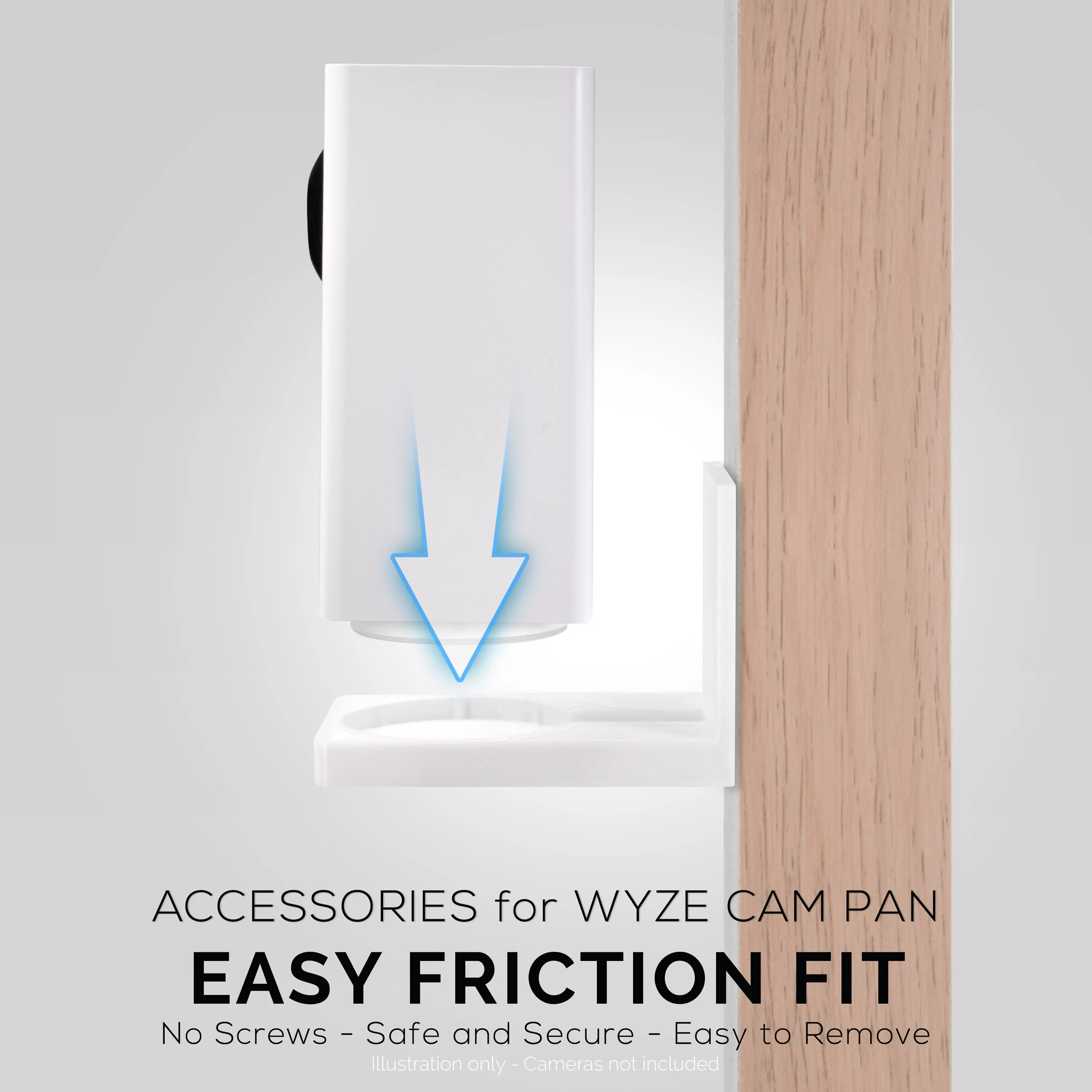 Easy-to-Install Adhesive Wall Mount for Wyze Cam Pan - Compatible with V1 & V2, Mess-Free Installation