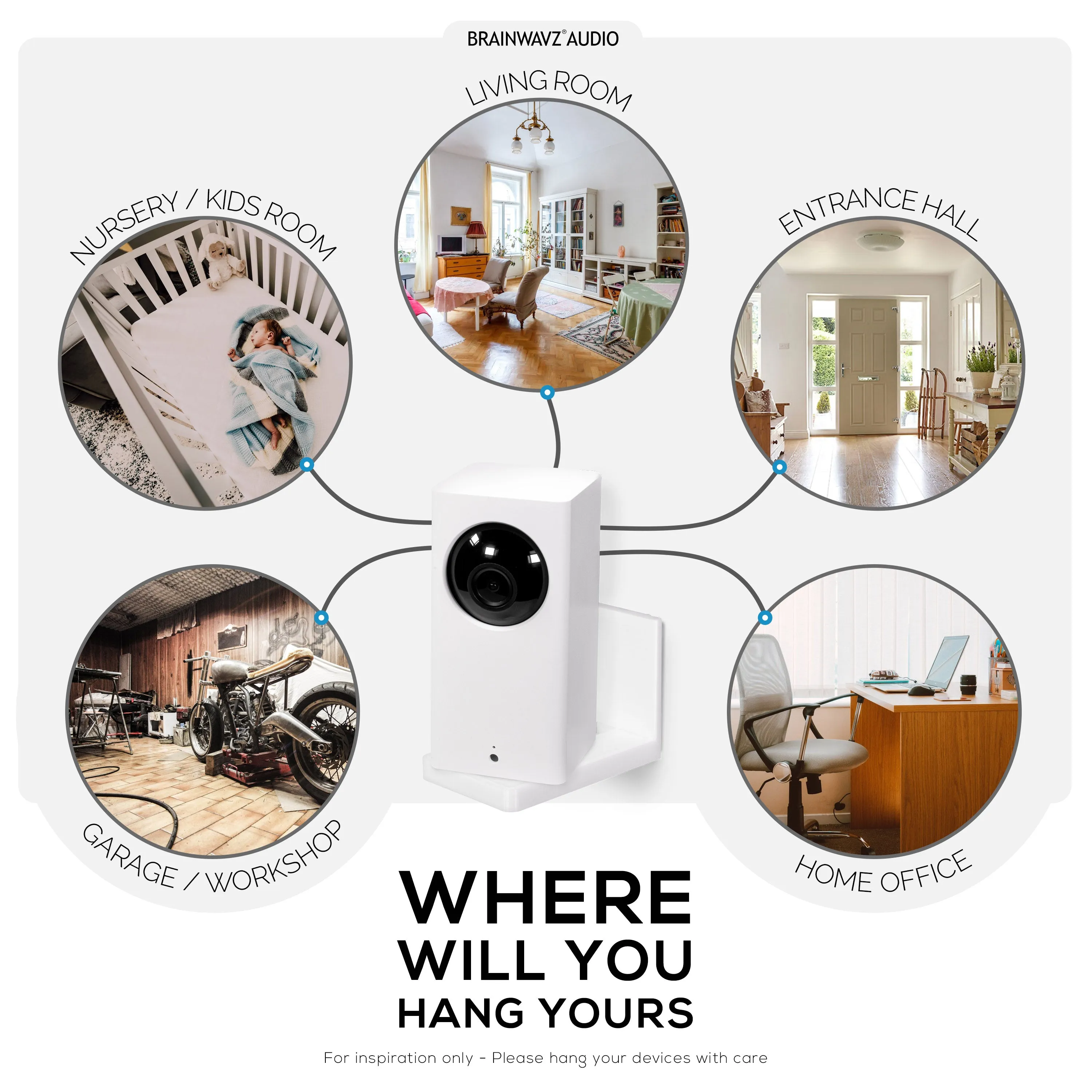 Easy-to-Install Adhesive Wall Mount for Wyze Cam Pan - Compatible with V1 & V2, Mess-Free Installation