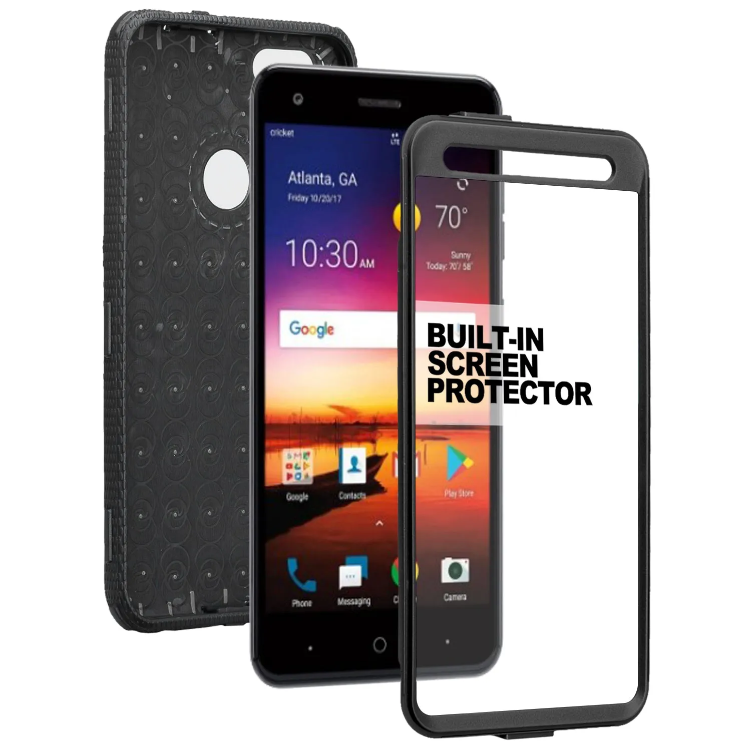 ZTE Blade X Case, ZTE Z965 Case, Triple Protection 3-1 w/ Built in Screen Protector Heavy Duty Holster Shell Combo Case Cover - Black