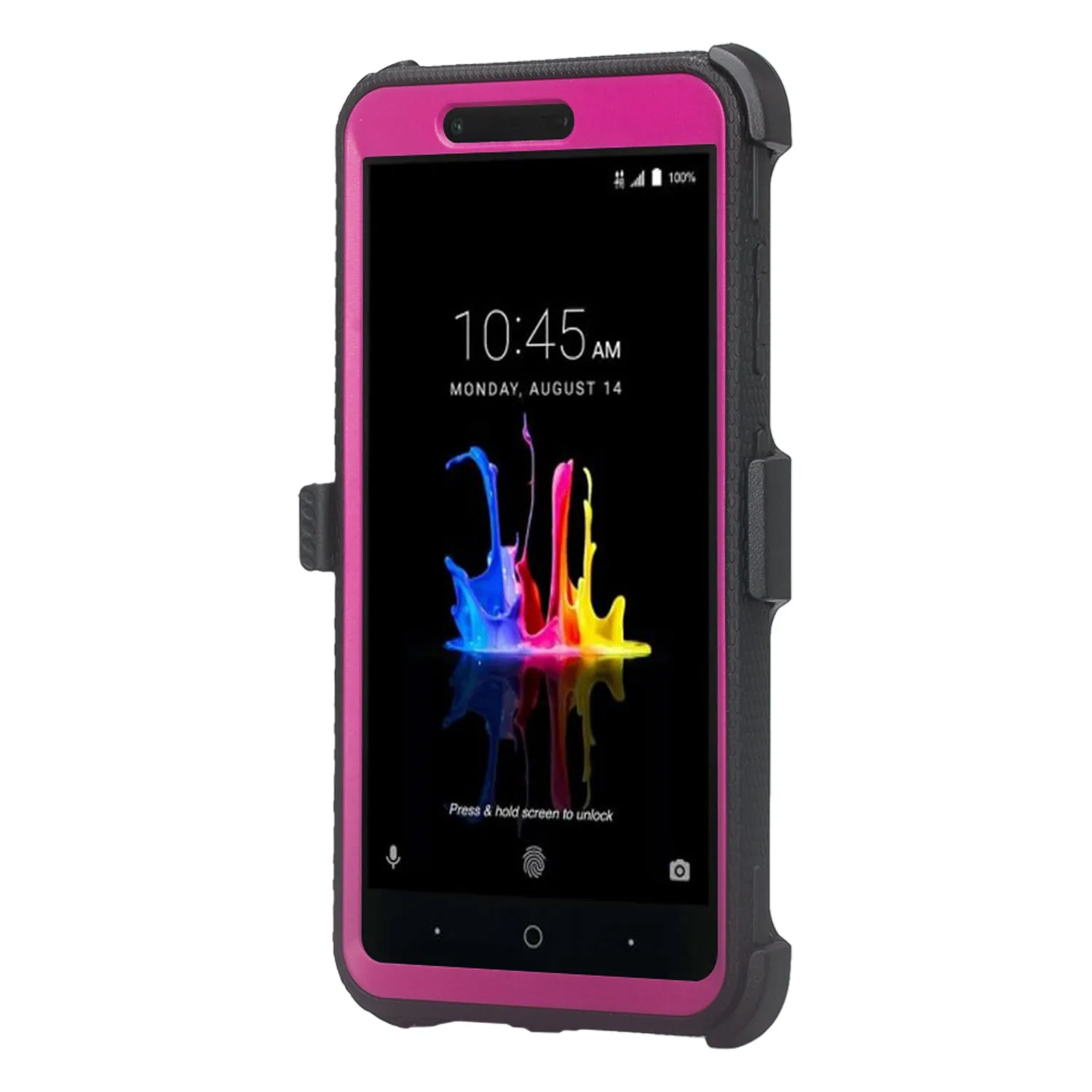ZTE Sequoia Case, Blade Z Max, ZTE Z982 Case, Triple Protection 3-1 w/ Built in Screen Protector Heavy Duty Holster Shell Combo Case Cover - Purple